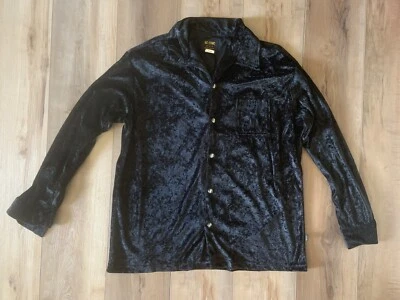 VTG BC Ethic Black Velvet Button Die Dice Bowling Rockabilly Lounge Shirt Sz L - Image 1 of 4