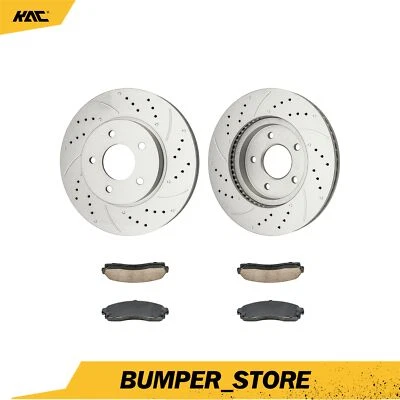Front Drilled Brake Rotors + Brake Pads For Chevrolet Equinox 3.4L 2005-2006 - Image 1 of 4