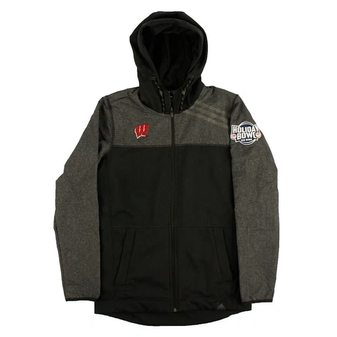 Wisconsin Badgers ADIDAS Holiday Bowl Commerative Woven Black Jacket Men's Cover