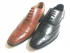 New Men's Brogue Spat Dress Party Office Patent Lace-up Oxford Shoes-Black,Brown - Picture 1 of 13
