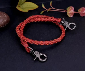 22" Trigger Biker Echtleder geflochten gedreht Trucker Schlüssel Jeans Geldbörse Kette - Bild 1 von 8