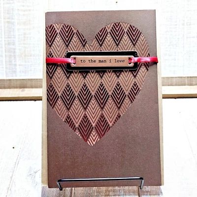 American Greetings Valentine's Day Card For The Man I Love Brown Red Heart Gold - Image 1 of 4