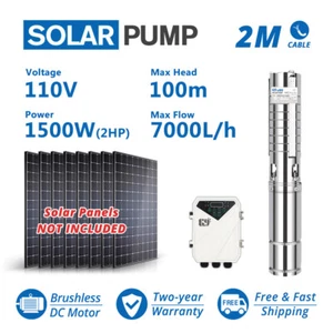 WBS 4" Solar Water Pump S/S Impeller 260Feet 31GPM Submersible DC Deep Bore Well - Picture 1 of 7