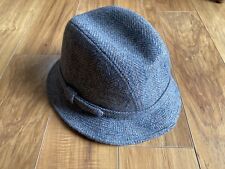 Vtg Newport Trademark Grey Merino Wool Felt Fedora Mens Hat Medium Sherlock