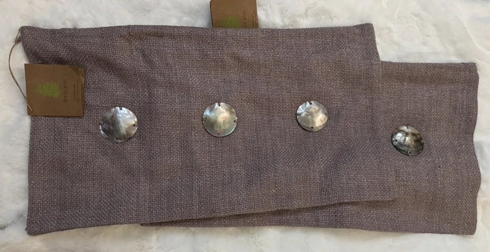 NWT West Elm Pillow Covers (2) Lumbar Solid Silk w/ Shells Light Purple NEW - Image 1 of 4