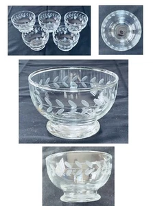 Juego de 5 cuencos de postre VINTAGE HOJA DE LAUREL GRABADOS transparentes - Imagen 1 de 6