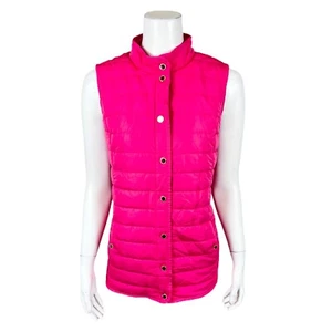 Isaac Mizrahi Women's Channel Quilt Vest with Printed Lining Rose Medium Size - Picture 1 of 2