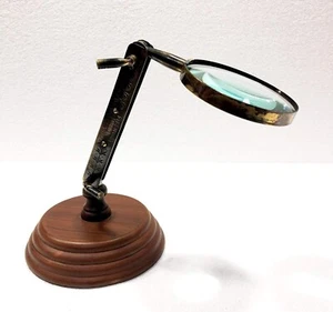 Antik Messing Verstellbare Lupe Vintage Maritim Tischdeko Lupe - Bild 1 von 6