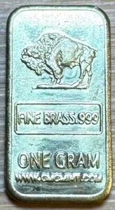 PETIT LINGOT 1 GRAMME BUFFALO BRASS .999   (1282) LAITON - Imagen 1 de 2