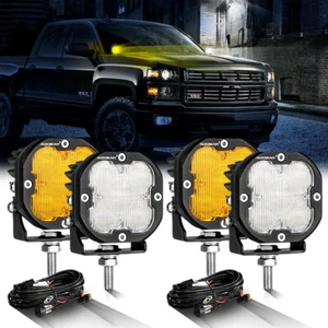 4x AUXBEAM 3" LED Pods Ditch Light Bar Amber Flood Lights White Cover for Chevy - Bild 1 von 12
