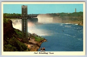 Torre Paul Schoellkopf, Cataratas del Niágara Nueva York, postal cromada vintage 1961 #1 - Imagen 1 de 2