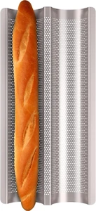 Baguette Pan French Bread Pans for Baking Pans, Nonstick 2 Slots Perforated Ital - Picture 1 of 12
