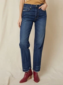 AMO LAYLA HIGH RISE RELAXED HIP STRAIGHT LEG JEANS IN PRIDE BLUE SIZE 25 $308 - Picture 1 of 14