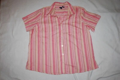 CAMISA S/S Mujer BOTÓN Rayas Verticales ROSA BLANCO BEIGE Busto Dardo TALLA 1X Foto 1 de 3
