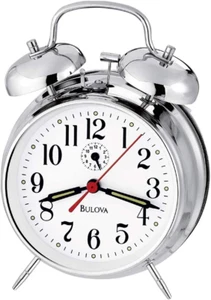 Sveglia Bulova B8127 Cromata Verde Fluorescente Luminosa Testata a Mani - Foto 1 di 2