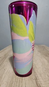 Starbucks Pink Metallic Mirror Blue Flower Tumbler 24 oz Venti Cup - Bild 1 von 11