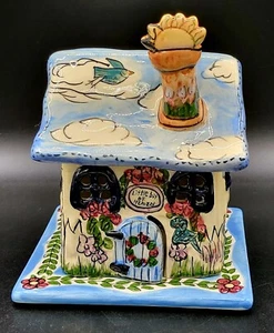 Vintage Blue Sky Little Bit Of Heaven Teelichthalter signiert mit Unterteller - Bild 1 von 5