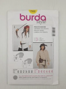 Burda Sewing Pattern 7332 Men's Pirate Shirt Size US 38-48 EUR 48-58 NEW - Picture 1 of 2