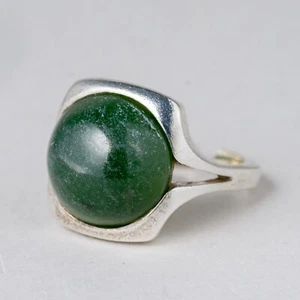 Silber Ring 925 Grüner Stein Größe flexibel 7,36 g - Picture 1 of 8