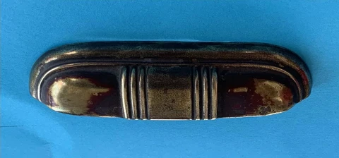 4”centers Brass & Burgundy Antique Vintage Hardware Art Deco Bin Cup Drawer Pull Cover