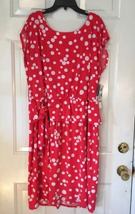 Madison Leigh Womens 16W Red Coral Sleeveless Dress Polka Dots Peplum NWT - Picture 1 of 11
