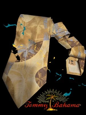 CORBATA DE SEDA TOMMY BAHAMA 2024 CLÁSICA DE LUJO SARGA, NUEVA CON ETIQUETAS $95 Foto 1 de 4
