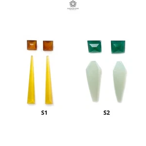 Juego de 4 piezas de piedras preciosas de ónix multicolor corte facetado forma elegante corte escalonado para joyería - Imagen 1 de 9