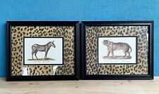 Equus Zebra and Felis Tigris 9.5” x 11” Wood Frame Double Matted Prints