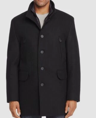$598 Cole Haan Men's Black Melton Wool-Blend 3-In-1 Car Coat Jacket Size XL - Image 1 of 2