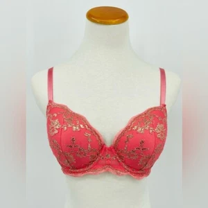 Victoria's Secret Dream Angels Coral Bra with Gold, Lace Flowers, 34D - Picture 1 of 7