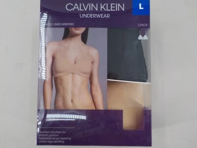 JUEGO DE SUJETADORES 2 PK CALVIN KLEIN TALLA L NEGRO DESNUDO LIGERAMENTE FORRADO MICROFIBRA SIN AROS NIOP Foto 1 de 4