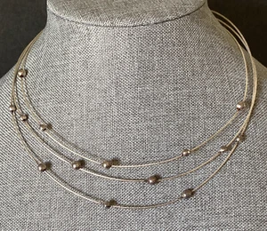 Sterling Silver 925 Cable Celestial Bead Necklace 16” Milor Made In Italy - Picture 1 of 5
