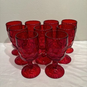 9 Vintage Viking Glass Georgian Ruby Red Wine Glass Goblet - Picture 1 of 11