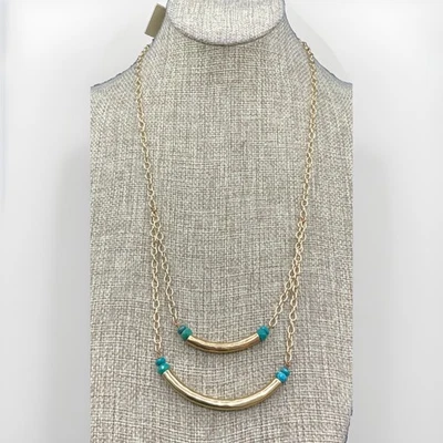 Barse Tubular Necklace- Turquoise- Bronze- NWT - Image 1 of 4