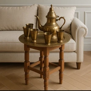 Tavolo Marocchino Completo Di Set Da Tè - Foto 1 di 8