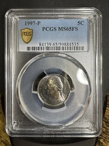 1997-P Jefferson Nickel PCGS MS65FS Halo Toning on Obverse - COOL! - Picture 1 of 3