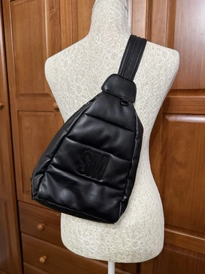 Steve Madden Puffer Crossbody Backpack Purse Bag Worn Two Ways EUC Black Quilted - Image 1 of 4