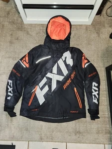 FXR Racing Winter Jacket Youth Size 14 Black and Orange Full Zip Hoodie - Picture 1 of 6