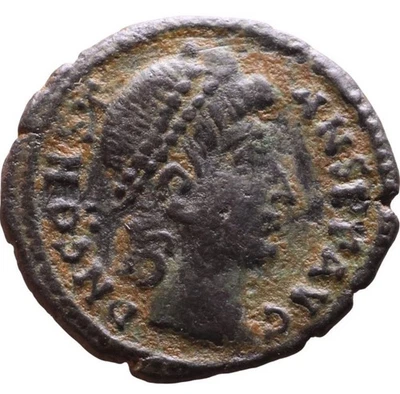 Emperador Constante 337-350 Genuino Antiguo Bronce Follis Moneda Imperio Romano VOT XX Foto 1 de 2