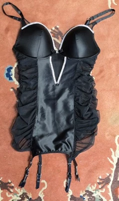 Victoria's Secret NWT 36C GARTER SLIP UNDERWIRE Black With Crystals  - Image 1 of 4