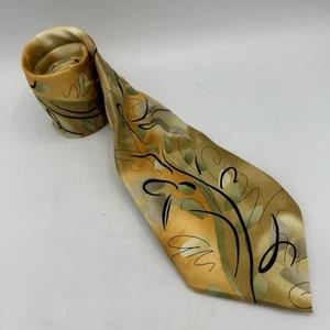 Jerry Garcia Mens 100% Silk 62" Traditional Neck Tie Gold Butterfly Trap - Picture 1 of 4