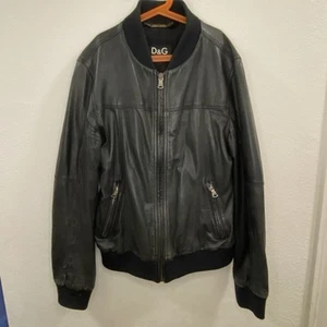 Dolce & Gabbana D&G Men’s Black Leather Jacket - Size 48 - Authentic USED - Picture 1 of 24