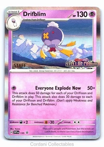 Drifblim SVP135 - Stellar Crown - STAFF Stamped Prerelease Pokemon Card - Picture 1 of 2