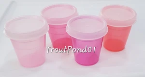 TUPPERWARE Midgets Mini Schüsseln 2 Unzen Set 4 kleine Tassen Pastell Rosa Fuchsia Punsch - Bild 1 von 3