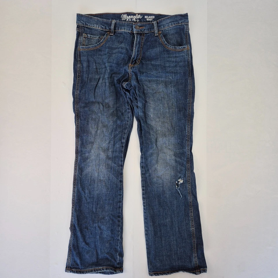 WRANGLER JEANS W33 L32 AZUL BOOTCUT PARA HOMBRE CREMALLERA MOSCA - Imagen 1 de 4