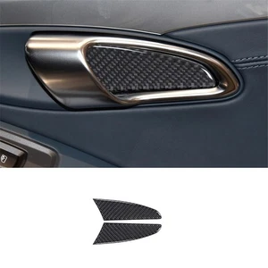 2X Carbon Fiber Inner Door Bowl Cover Trim For Porsche 718 2016-2022 - Picture 1 of 14