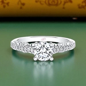 14K White Gold Wedding Ring 1.24 Ct IGI Lab Grown Round Cut Diamond Size 5 6 7 - Picture 1 of 11