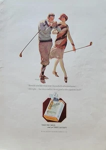 Anuncio de revista de 1928 de moda de cigarrillos Chesterfield, arte tepper vintage 1928 - Imagen 1 de 1