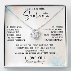 To my Soulmate Necklace, Birthday Gifts for Her, Love Gifts for Wife Girlfriend - Picture 1 of 6