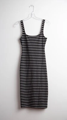 Vestido elástico a rayas blanco y negro American Apparel Foto 1 de 4